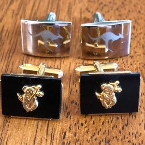 Two pairs of Australian themed cuff links. Kangaroos and Koalas